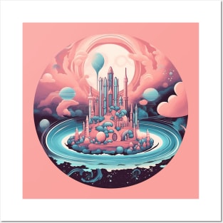 Surreal Dreamscape: Pink Castle Posters and Art